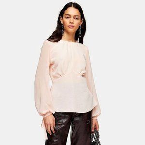 TopShop Chiffon Light Pink Sleeve Blouse Size 6